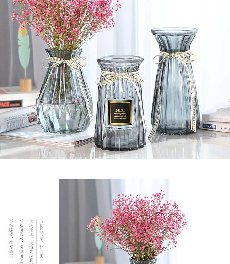 [Ba mảnh] Bình thủy tinh sáng tạo châu Âu phòng khách bình thủy tinh trang trí nước văn hóa hoa bình hoa - Vase / Bồn hoa & Kệ chậu nhựa treo