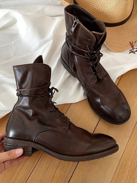 Guidi Ghost Emperor Boots Women's Lace-up Martin Boots British Style Spring and Autumn Single Boots Slim Boots Women's Short Boots Thick Heel Round Head