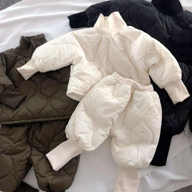 Big Brand Simple Style Korean Dongdaemun Winter Quilted Fleece-Lined Suit for Boys and Girls, Children's Quilted Cotton Suit