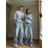 Летние джинсы, штаны, в американском стиле, свободный прямой крой