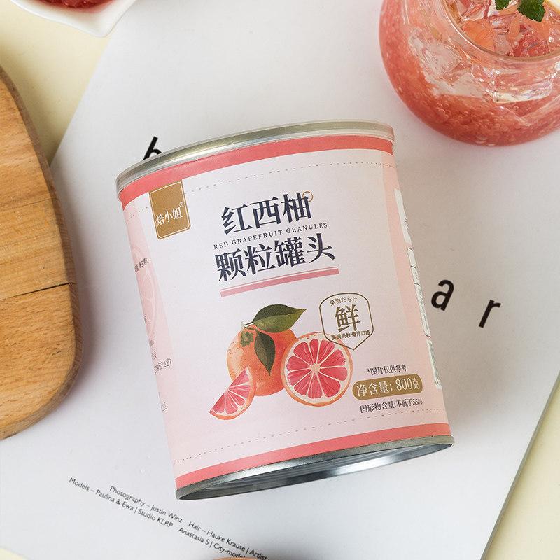 Canned Red Grapefruit Fruit Pieces 800g Fruit Tea Poplar Nectar Pulp Jam Ingredients Special Raw Materials for Milk Tea Shops