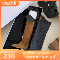 Suede over-the-knee boots womens 2021 new Korean autumn and winter flat elastic thin boots all-match high boots knight boots
