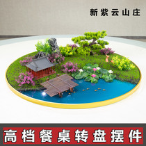 Hotel table turntable middle ornaments new Chinese style round table Landscape Table flower creative decoration new Ziyun Villa