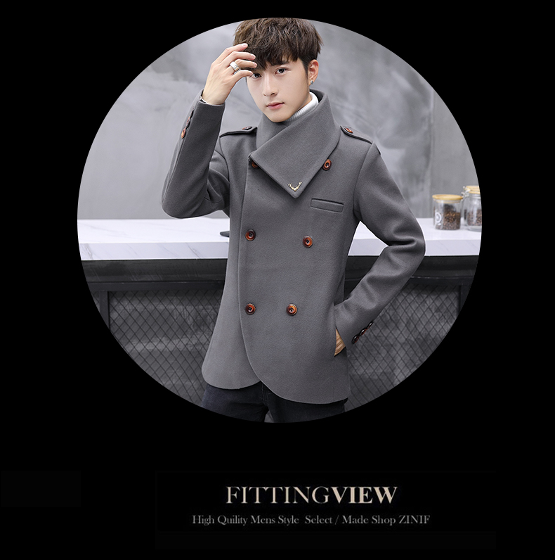 Áo khoác len nam ngắn thời trang nam Trench Coat trong mùa thu đông Winter Áo khoác trẻ trung đẹp trai áo khoác gió