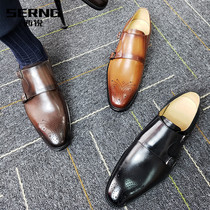 West Rite heightening 6cm small yard leather shoes mens pointed Meng Kmonks genuine leather Business Inron male shoes Fathers Day