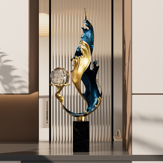 Prosperous Entrance Hall Decorative Ornaments, Light Luxury High-End Living Room Fortune-Attracting Tv Cabinet Wall Niche Home Decorations