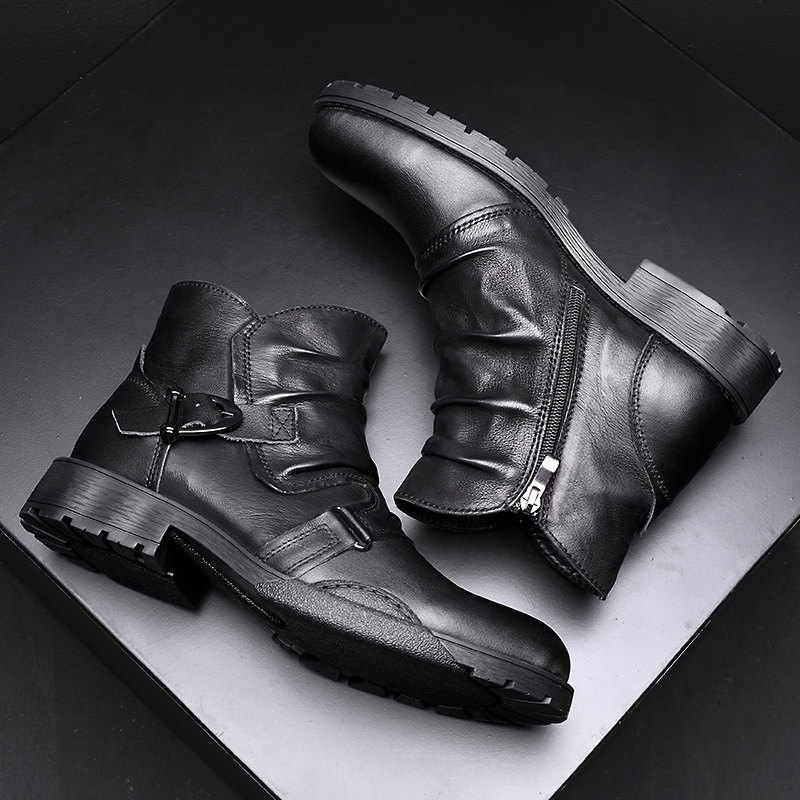 Martin boots men's all-match Chelsea boots British retro leather boots motorcycle leather boots men's high tooling boots