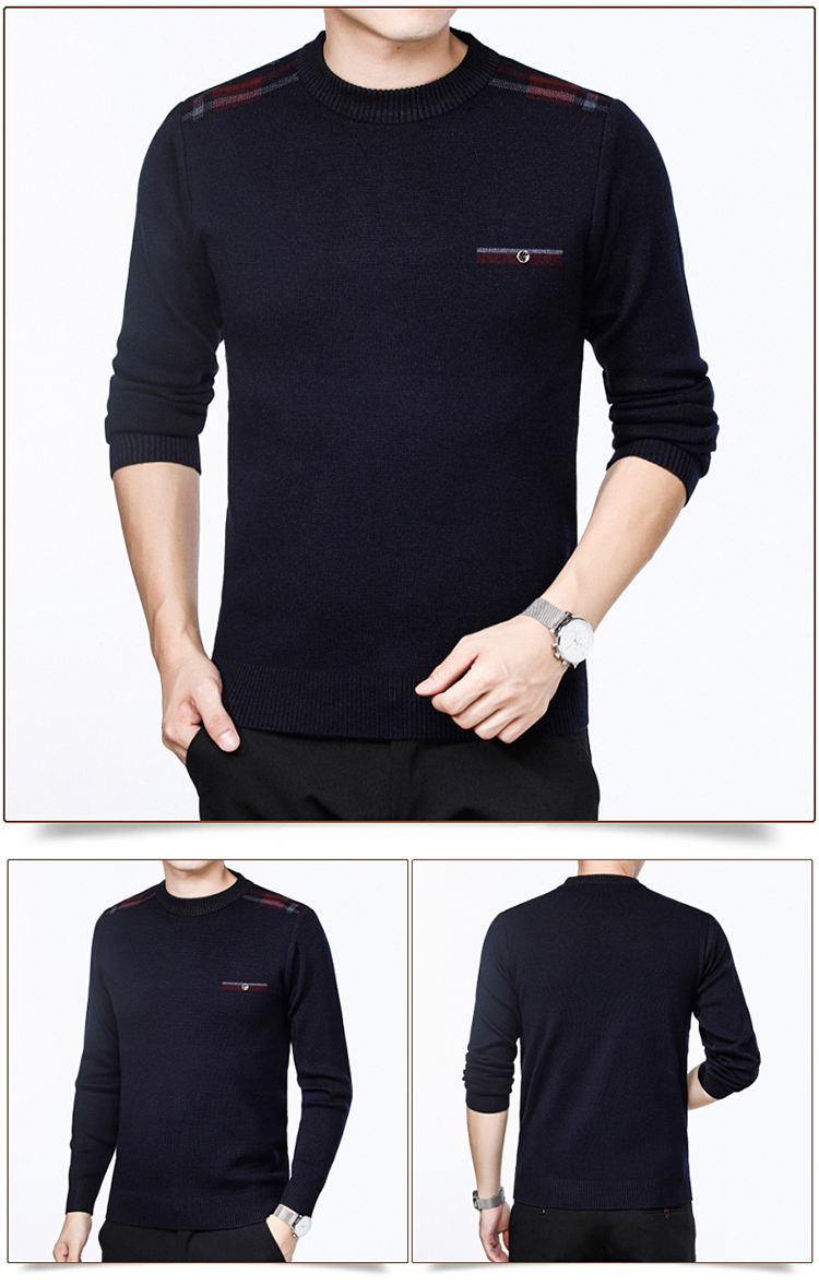 Ordos City 100% áo len cashmere nguyên chất áo len nam cổ tròn cha trung niên dệt kim blazer nam