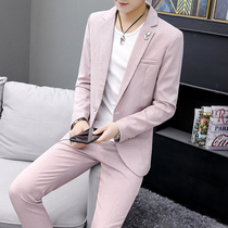 Suit suit suit mens three-piece Korean slim suit hairdresser jacket groomsman dress groom wedding dress
