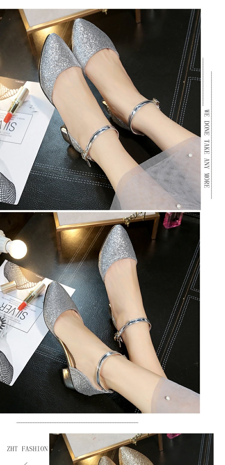 Mùa hè 2018 mới phong cách sandal nữ vải sequin Baotou rỗng từ khóa với dày với giày cao gót thời trang giày nữ giày sandal nữ Vento