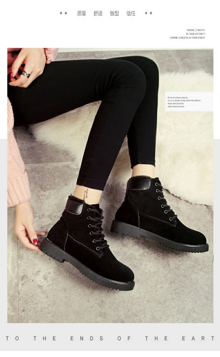 Giày bốt trẻ em Hàn Quốc phiên bản giày cotton 2018 cà vạt mới Martin boot mùa đông cộng với giày đế bệt nhung boot nữ