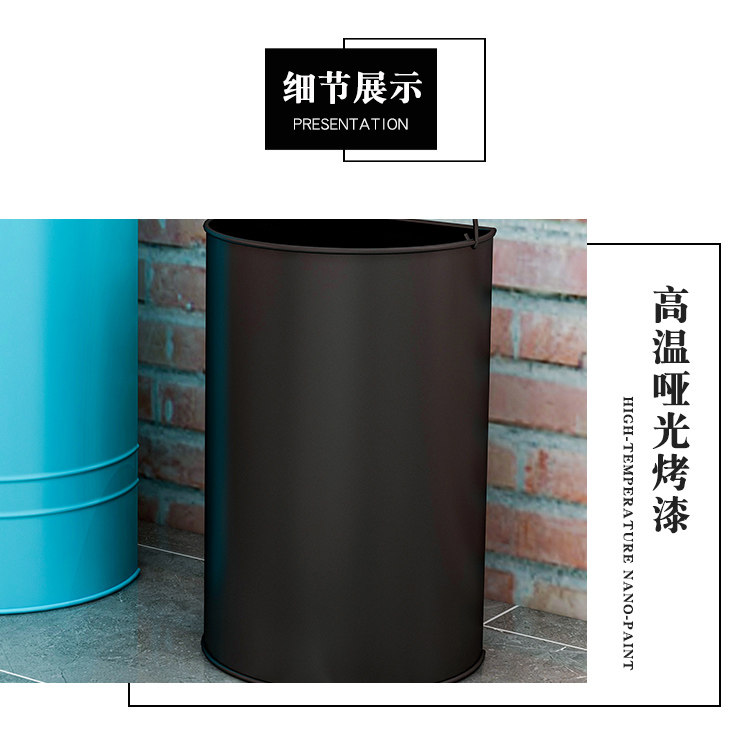 工业风loft铁艺油桶 复古美式垃圾桶 大号做旧酒吧咖啡屋创意带盖详情16