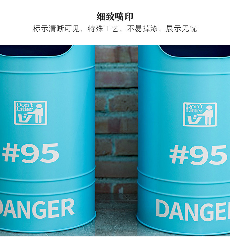 工业风loft铁艺油桶 复古美式垃圾桶 大号做旧酒吧咖啡屋创意带盖详情15