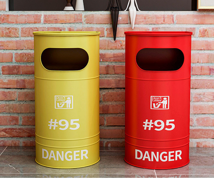 工业风loft铁艺油桶 复古美式垃圾桶 大号做旧酒吧咖啡屋创意带盖详情14