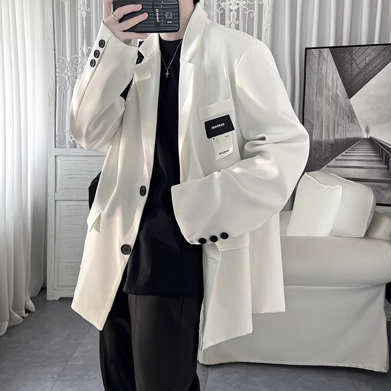 British Style Men's White Suit Jacket, Spring and Autumn Season, Cool and Sophisticated Fashion Brand, Stylish and Cool Suit