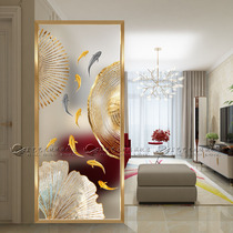 Modern art glass living room partition screen simple entrance hall double-sided frosted tempered lotus fortune nine fish picture