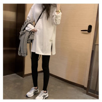 2022 Spring Autumn New Long Sleeve T-shirt With Hitchfork Blouses In a Long Loose 100 Hitch White Undershirt Woman