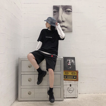 2021 New Japanese love embroidered shorts mens ins tide straight loose leg casual sports five-point pants women