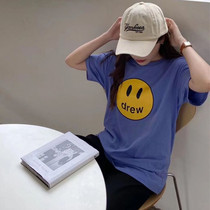 2020 Summer new Justin Bieber with smile face short sleeve men and women couples loose T-shirt ins Super fire