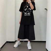 2021 New Tide brand short sleeve star with love couple bf cotton loose Joker white T-shirt female ins