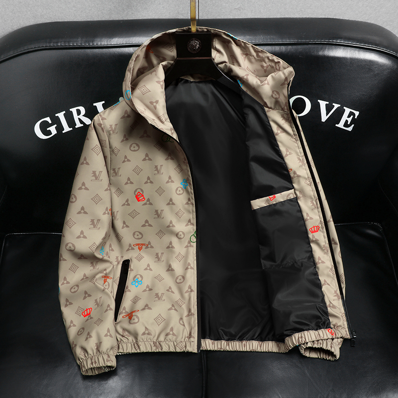 2025 Spring and Autumn New European Fashion Brand Trendy Printed Hooded Jacket Men's Casual Thin Versatile Coat 2025 Spring and Autumn New European Fashion Brand Trendy Printed Hooded Jacket Men's Casual Thin Versatile Coat