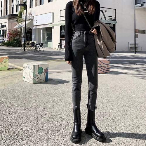 Цветные джинсовые весенние штаны, карандаш, высокая талия, 2025 года, тренд сезона, по фигуре, облегающий крой, в обтяжку