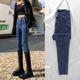 Синие цветные джинсы, летние штаны, карандаш, высокая талия, 2025 года, по фигуре, облегающий крой, в обтяжку