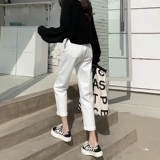 Белые цветные штаны, осенние джинсы, высокая талия, свободный прямой крой, коллекция 2023, по фигуре