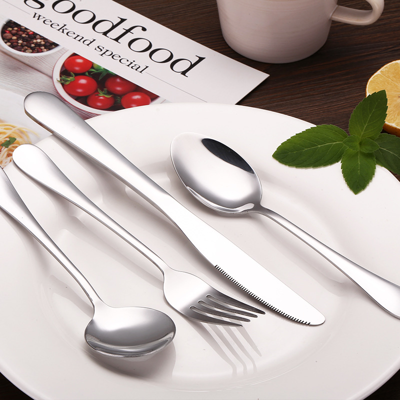 Steak knife, fork and spoon three-piece set thickened stainless steel western food tableware ceramic plate set knife and fork two-piece set knife