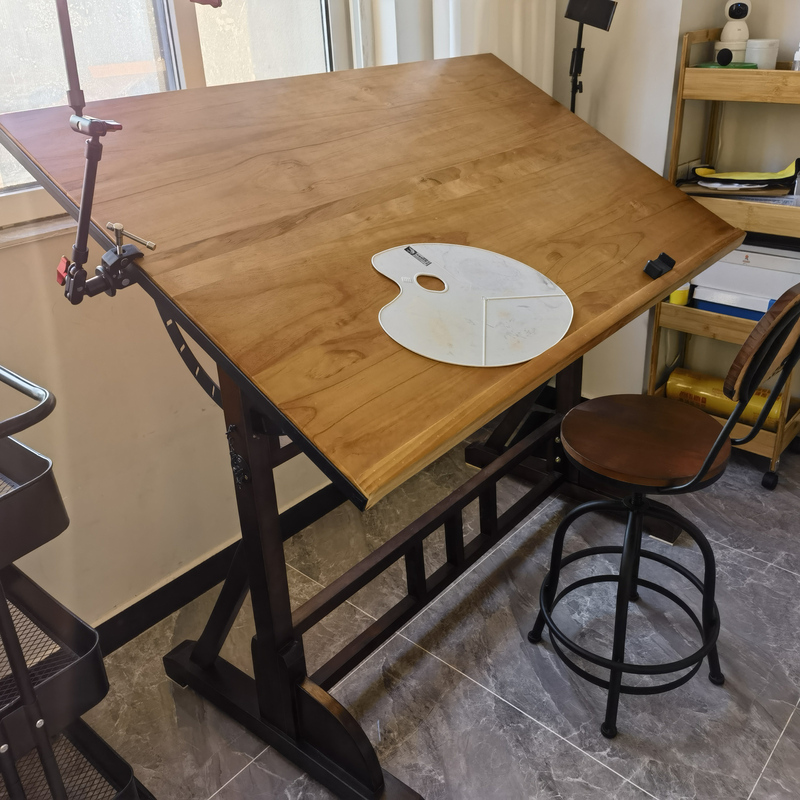 Scandinavian Art Solid Wood Bevel Hand-Painted Picture Table Designer Workbench Easel Office Painting Plan Calligraphy Table