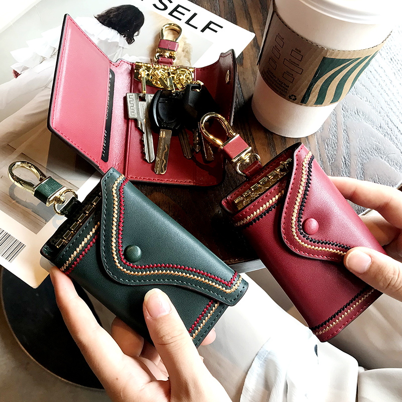 Key Pack woman small minimalist key bag containing Korea cute large capacity genuine leather net red cow leather creative mini