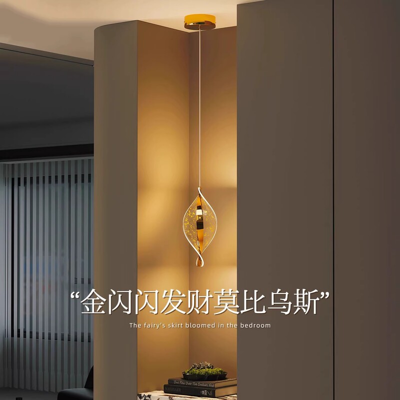 Mobius Gold Foil Art Foyer Bedroom Bedside Small Chandelier Light Luxury High-End Tv Background Wall Pendant Light Mobius Gold Foil Art Foyer Bedroom Bedside Small Chandelier Light Luxury High-End Tv Background Wall Pendant Light