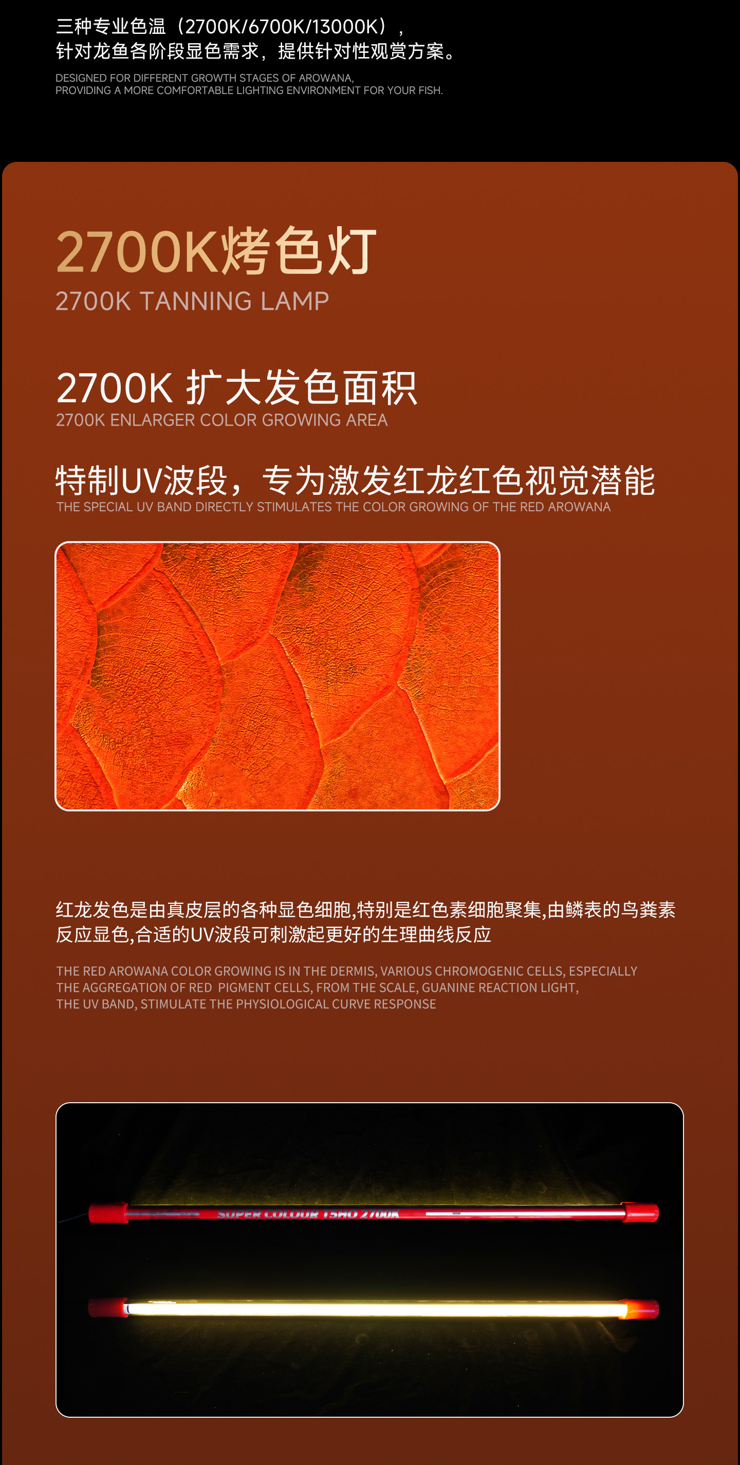 马印发色灯龙鱼灯专用三基色鱼缸灯水族箱灯管潜水灯NEC灯全光谱 detail 9