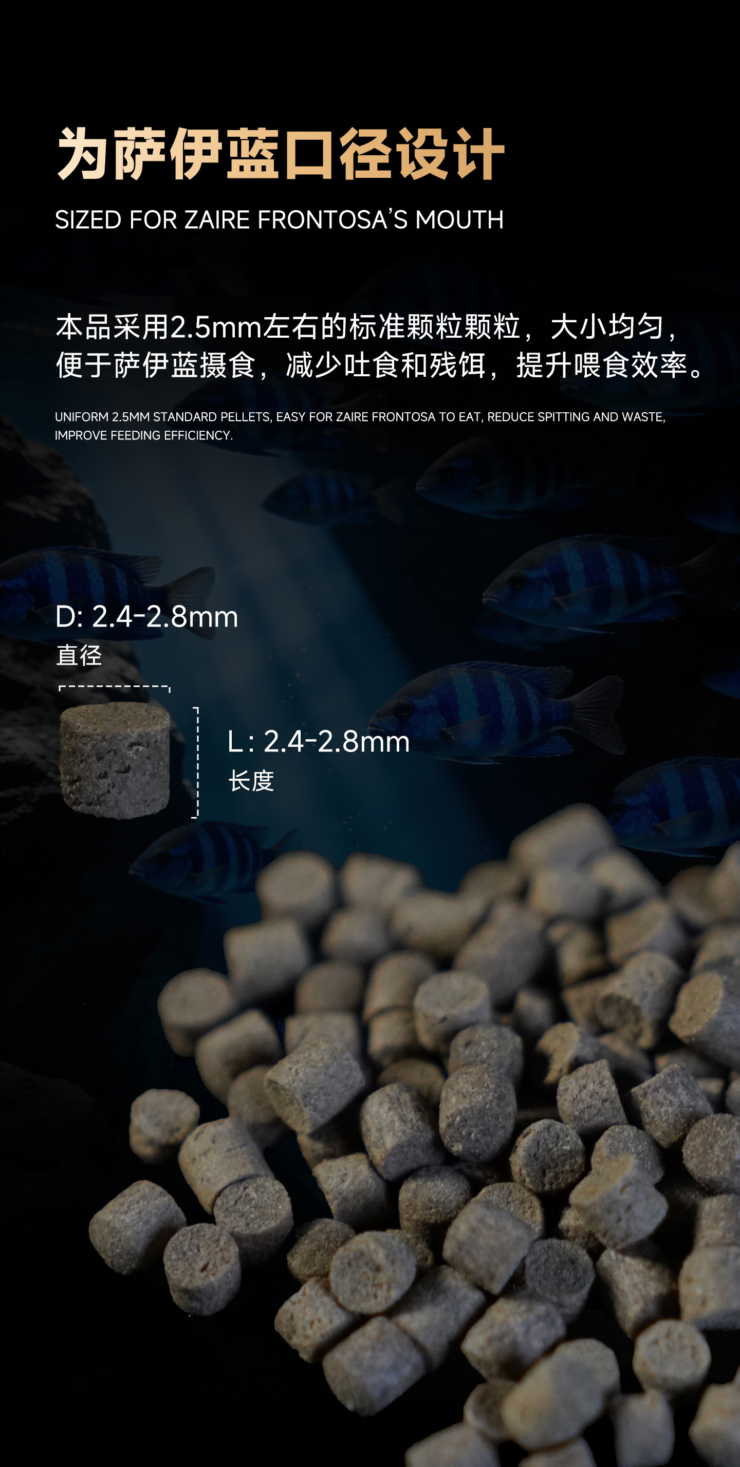 马印饲料萨伊蓝专用增色增蓝饲料颗粒观赏鱼饲料营养饲料助显真蓝 detail 12