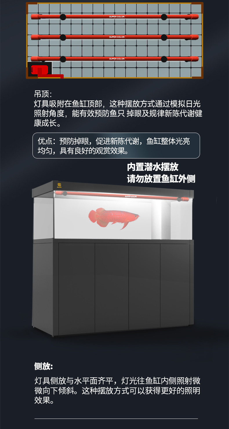 马印神灯龙鱼灯专用水族箱灯三基色增色灯水草灯鱼缸灯led灯防水 detail 16