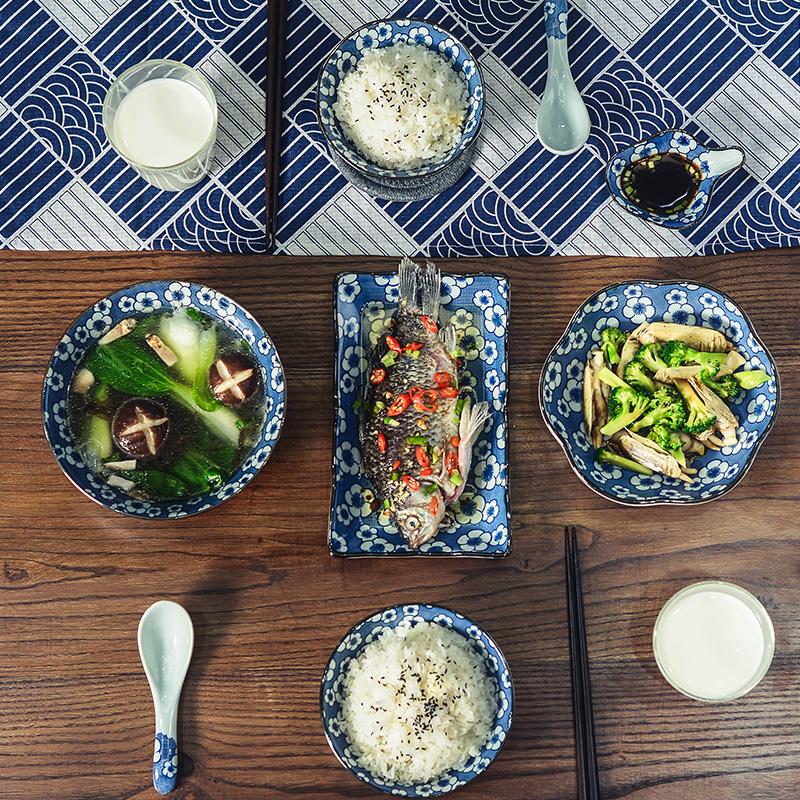 Two people eat Japanese jingdezhen ceramic dishes and tableware suit household with Two lovers ins dishes