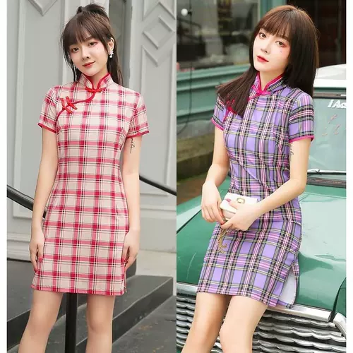 Весеннее летнее короткое элегантное ципао, коллекция 2021, китайский стиль