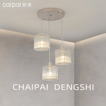 2022 new restaurant bar Terrace Art Lamps Dining Room Restaurant Light Creativity Postmodern Light Lavish Crystal Chandelier Triple