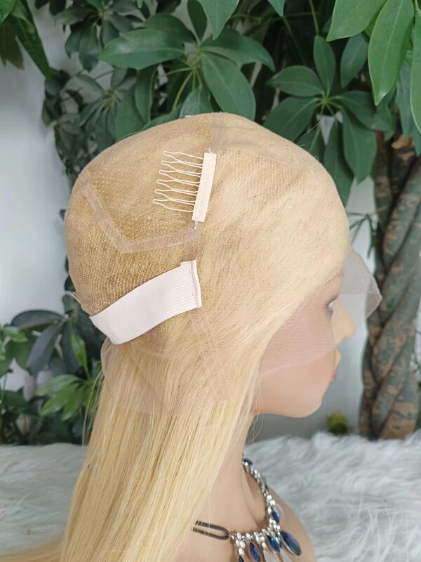 Full Lace 613 Golden Yellow Pure Hand-Woven Lace 100% Real Human Hair Fashion Wig Realistic and Breathable