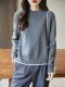 100% pure cotton thread contrast color miu sweater women's round neck sweater 2026 new thickened warm base top