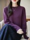 100% pure cotton thread contrast color miu sweater women's round neck sweater 2026 new thickened warm base top