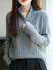 French-Style Half-Zip Pure Wool Knit Sweater for Women, Vintage Cable Knit Sweater, 2026 New Thickened Warm Top