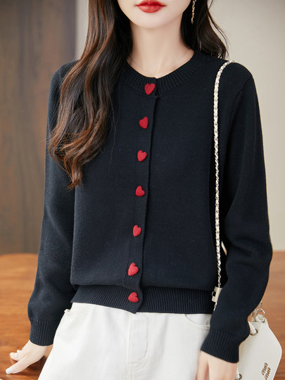 2025 new autumn and winter thickened warm sweater short coat women's French miu cardigan 100 pure cotton knitted sweater