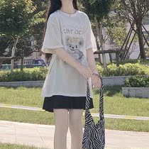 2021 Summer Soul Bear Printed Short Sleeve National Tide Loose Crewneck oversize Couple Street T-Shirt Female