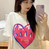 2021 summer new Korean version of Joker loose lazy wind oversize cotton half sleeve short sleeve T-shirt women ins tide