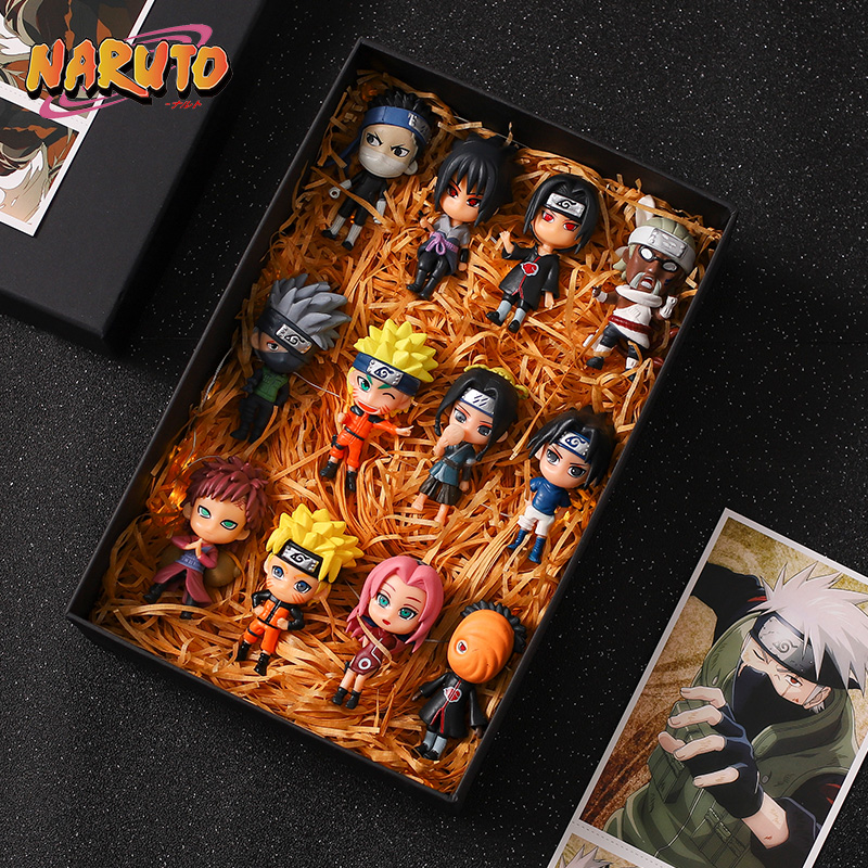 Naruto Q edition handmade gift box Naruto Kakashi Sasuke Uchiha ferret doll ornament anime gift