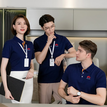 Summer cotton work clothes thin short sleeve clothes custom cotton Half sleeve clothes lapel T-shirt custom printing