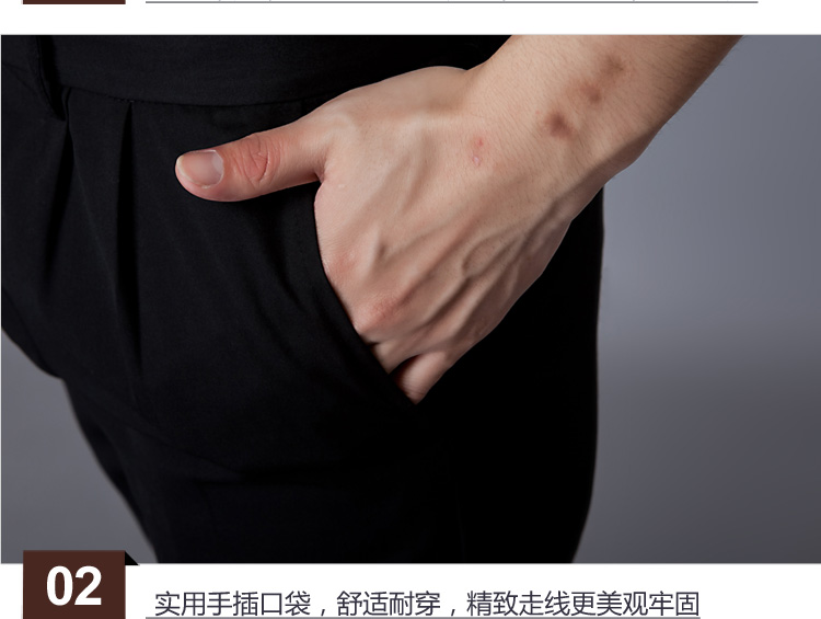 Quần yếm khách sạn nam chuyên nghiệp Quần yếm đen quần công sở phù hợp với quần bồi bàn quần công sở quần tây âu nam