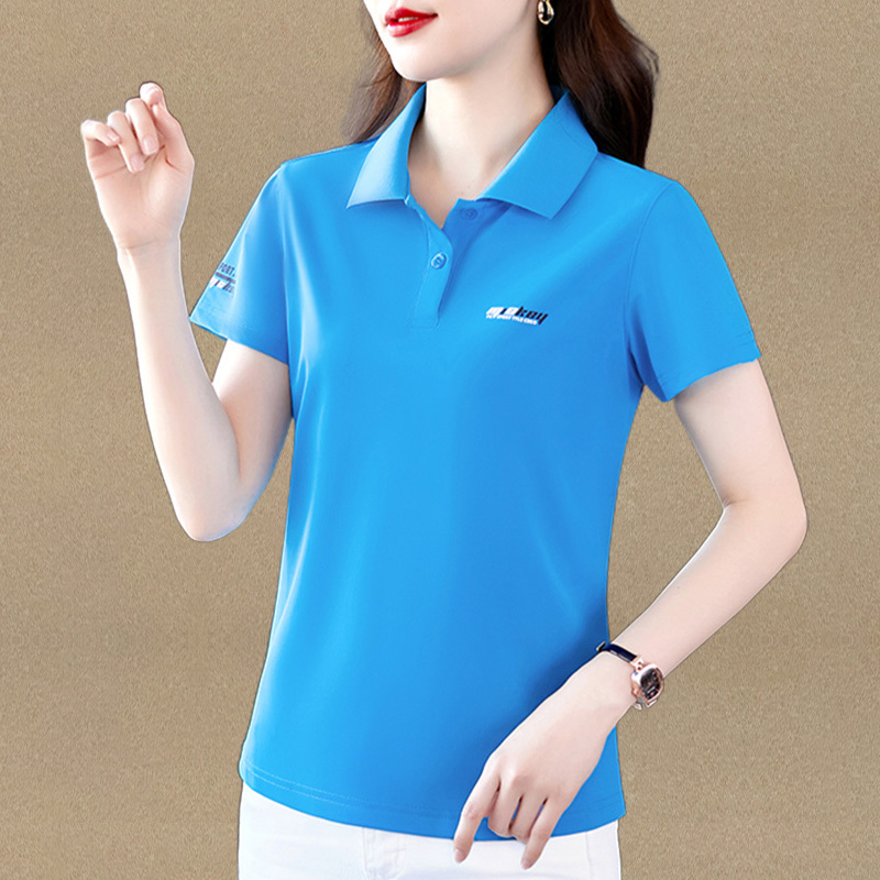 Pure Cotton Short-Sleeved T-Shirt for Women, Summer 2026 New Style, Polo Shirt with a Turn-Down Collar, Stylish and Age-Reducing Sports Top for Petite Figures