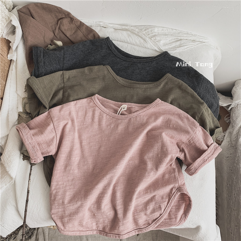 Recommended custom models ~ Korean style neutral men and women baby bamboo cotton short-sleeved T-shirt children's classic wild top summer clothes